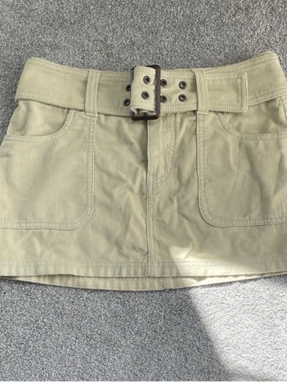 Vintage Abercrombie & Fitch Light Olive Corduroy Skirt with Belt Loops Medium